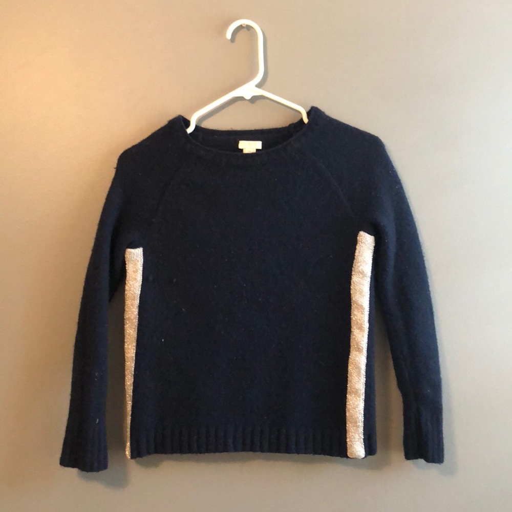 J Crew Winter Wool Sweater in Navy Blue